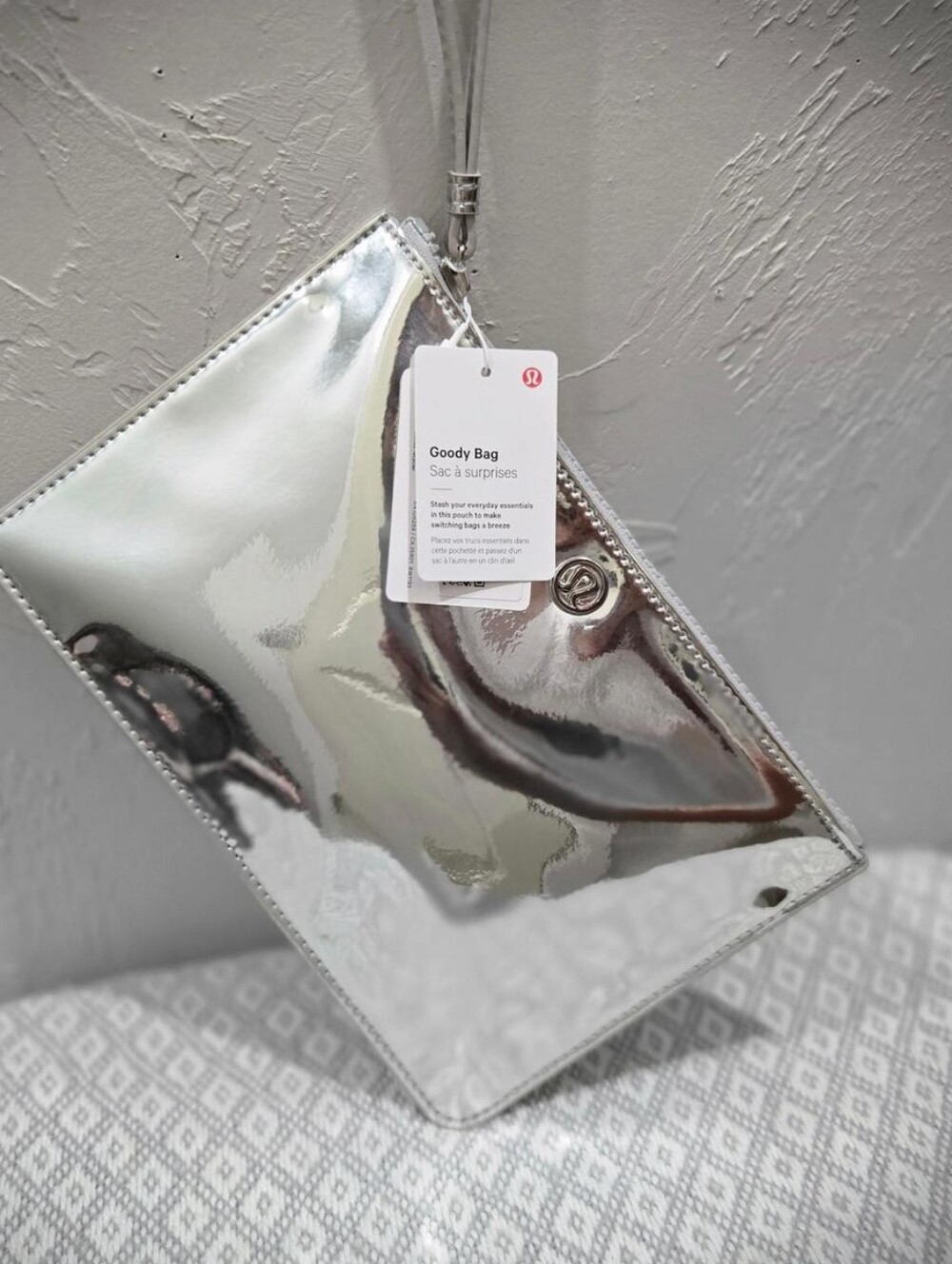 Lululemon Athletica Silver Reflective Goody Bag Wristlet